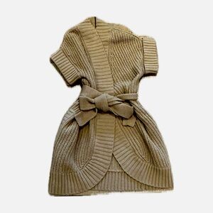 Diane Von Furstenberg Camel Knit Belted Short-Sleeve Cardigan